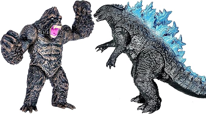 TwCare Set of 2 Monster Figure King of The Monsters vs King Kong Toys, Movable Joints Action Movie Series Soft Vinyl Toy Figures, Travel Bag