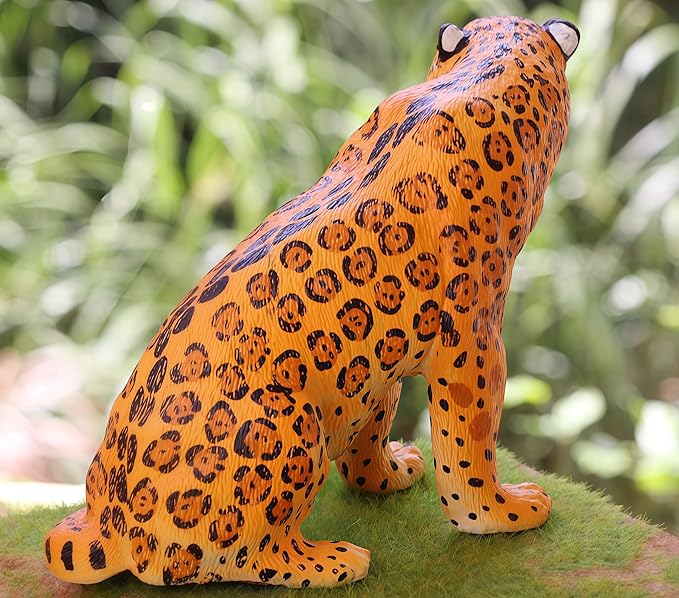 Gemini&Genius Yellow Leopard Action Figure Toy, Pard Toy 6 Inches Length Figurine Wild Animal, Panther Animal Model for Kids