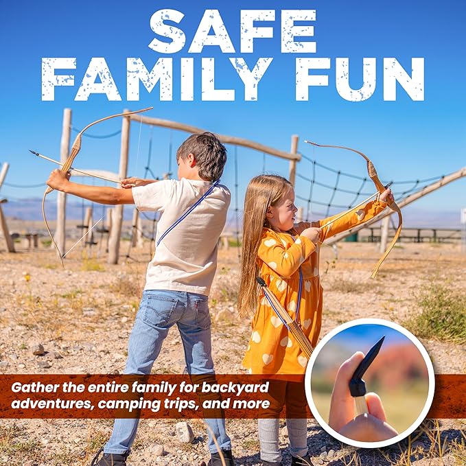 Adventure Awaits! Handmade Wooden Bow and Arrow Set | 10 Wood Arrows and Quiver | for Outdoor Play