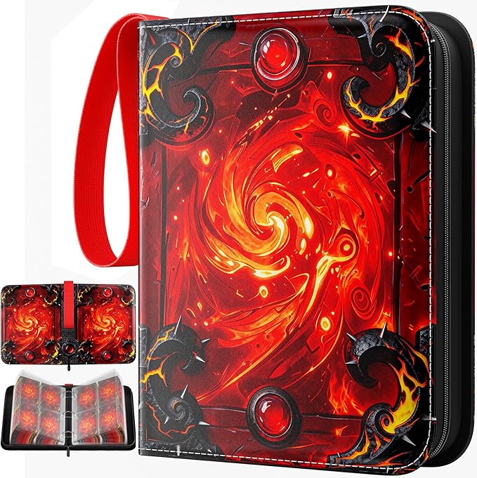 Trading Card Binder 4 Pocket, Waterproof PU 400Pockets Card Holder, Portable Zippered Collectible Game Card Albums Gifts for Boys and Girls, Trading Card Album for MTG/TCG/Card Holder Gift