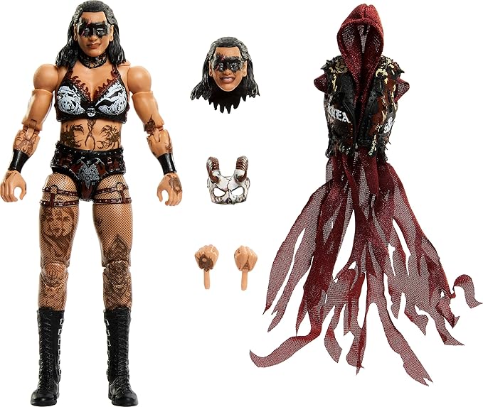 Mattel WWE Ultimate Edition Action Figure & Accessories Set, Rhea Ripley 6-inch Collectible with Swappable Heads & Hands, 30 Articulation Points