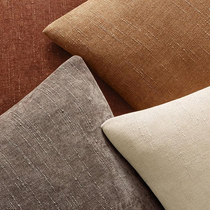 MIULEE 26x26 Inch Euro Textured Chenille Throw Pillow Covers Brown | Pack of 2 Decorative Soft Throw Pillows,Solid Textured Cushion Covers,Modern Home Decor for Bed Couch Sofa Bedroom Livingroom