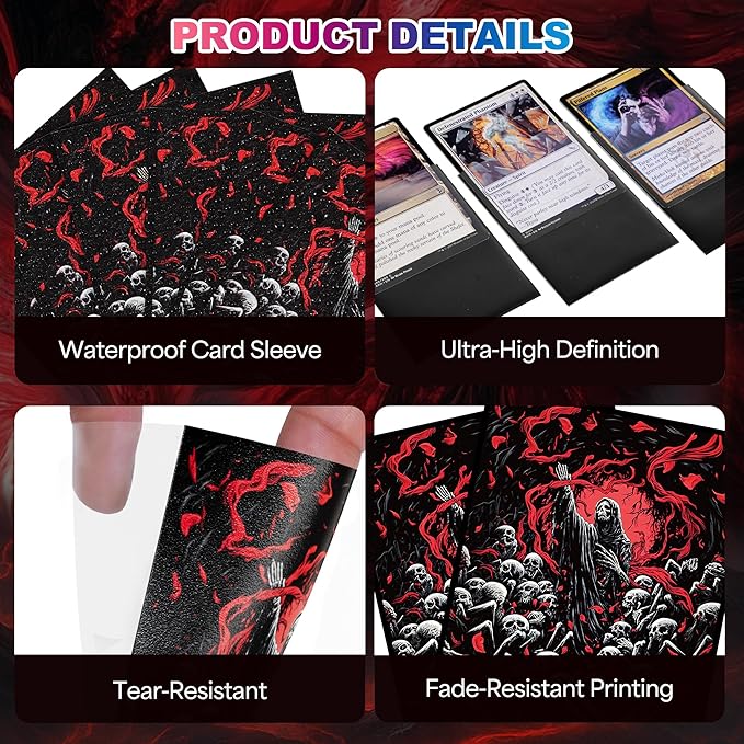 UAONO MTG Card Sleeves - Death 100 Count Standard Size Ultra Clear Front & Matte Finish Back Tear Resistant Clear Card Sleeves Matte Art Sleeve for MTG