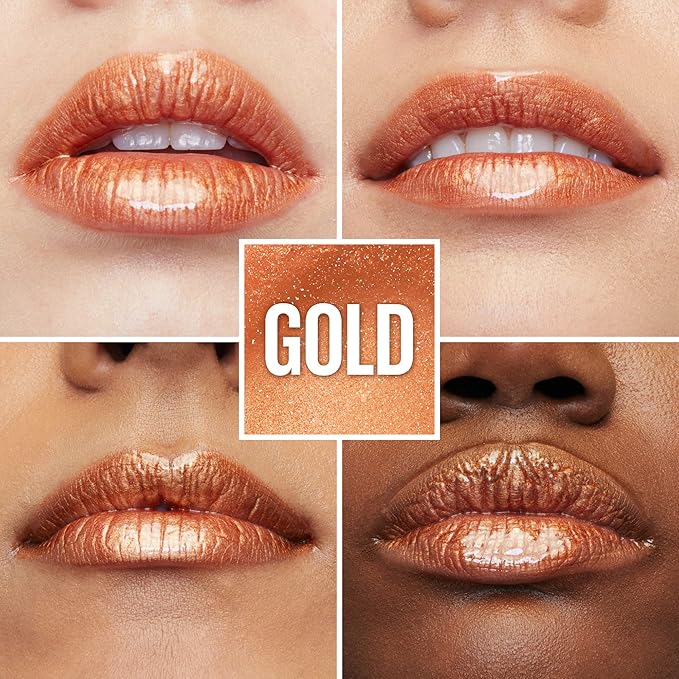 Maybelline Lifter Gloss, Hydrating Lip Gloss with Hyaluronic Acid, High Shine for Plumper Looking Lips, Gold, Warm Neutral, 0.18 Ounce