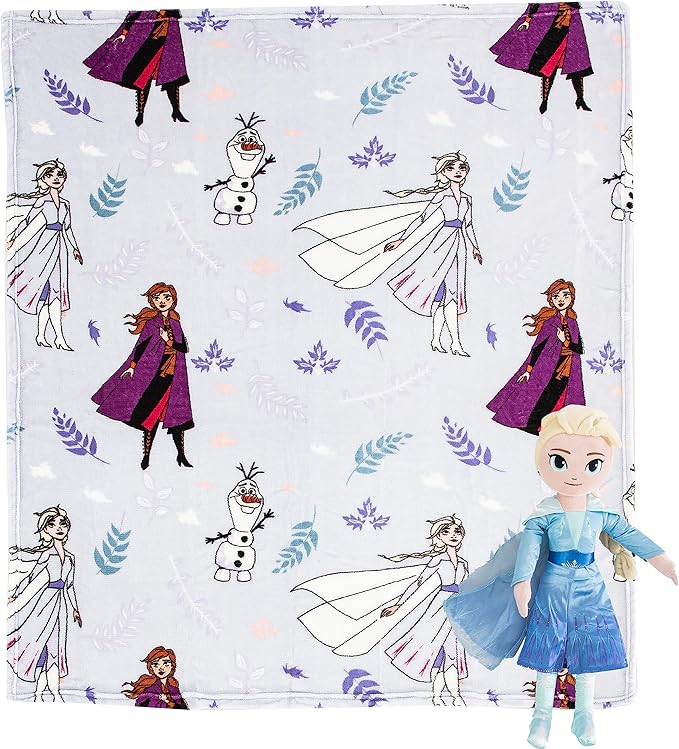Northwest Frozen 2 Friends in Leaves Character Hugger Pillow & Silk Touch Throw Blanket Set, 40" x 50"