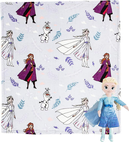 Northwest Frozen 2 Friends in Leaves Character Hugger Pillow & Silk Touch Throw Blanket Set, 40" x 50"