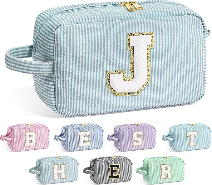 YOOLIFE Birthday Gifts for Women - 20th, 30th, 40th, 50th, 60th Birthday Gifts for Her, Mom, Best Friend, Sister, Teacher - Monogram Initial Makeup Bag Cosmetic Bag