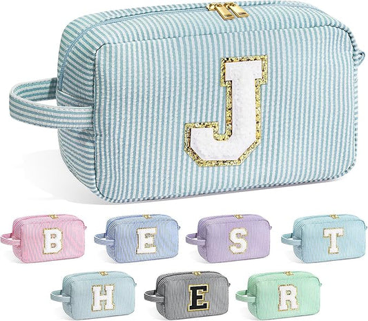 YOOLIFE Birthday Gifts for Women - 20th, 30th, 40th, 50th, 60th Birthday Gifts for Her, Mom, Best Friend, Sister, Teacher - Monogram Initial Makeup Bag Cosmetic Bag