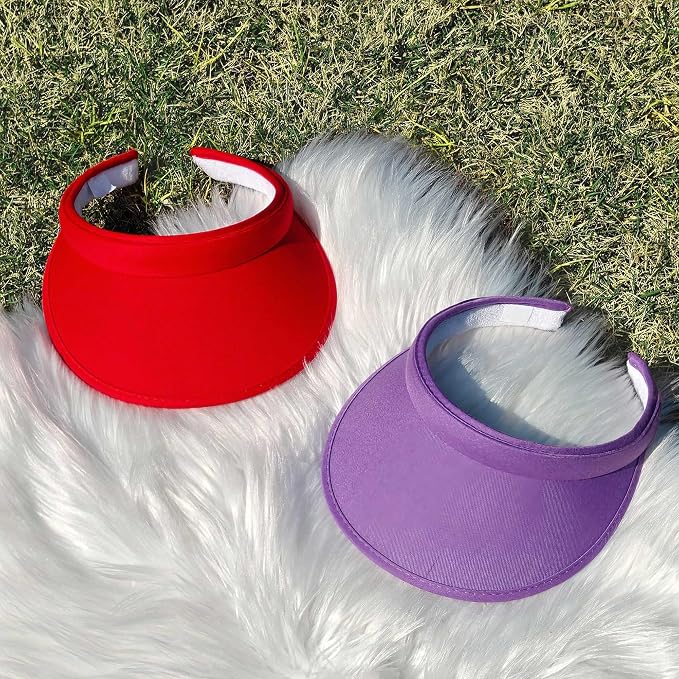 2 Pack Sun Visor Hats Women Men Clip On Wide Brim Visors Hat Outdoor Sports Golf Beach Travel Tennis Caps