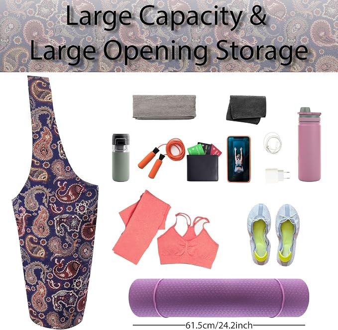 Yoga Mat Bag Yoga Tote Bag with Large Pocket and Zipper Pocket Yoga Mat Bag Carrier Fit Most Size Mats and All You Stuff