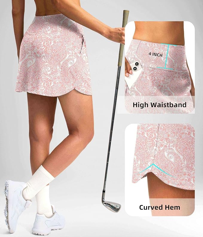 16'' Skorts for Women with 4 Pockets Athletic Tennis Golf Skirt | Built-in Shorts, High Waisted, Stretchy, A Line, Casual, Pickleball, Skort