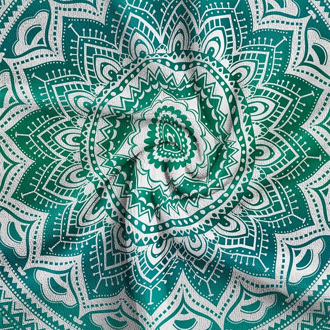 Yoga Towel,Absorbent Yoga Mat Towel for Hot Yoga Non Slip,Stylish Prints,Ideal for Workouts,Hot Yoga,Bikram,Pilates Equipment,72 x 27 in,Green Mandala