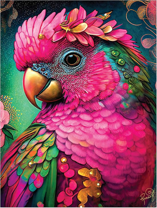550 Piece Puzzle for Adults – Hard, Difficult, Challenging Jigsaw – Queen's Aviary by Petra – RomantzArt Bird Puzzle – 24x18 Inches