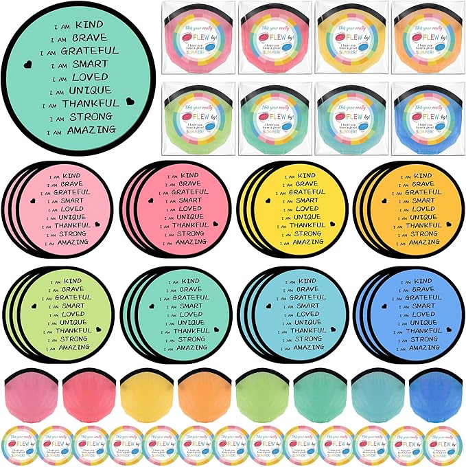 End of the Year Gifts for Students Bulk Foldable Flying Disc Fans Set with Stickers Bags, End of Year Student Gifts from Teacher Beach Fun Folding Pocket Hand Fans for Outdoor Activities Games
