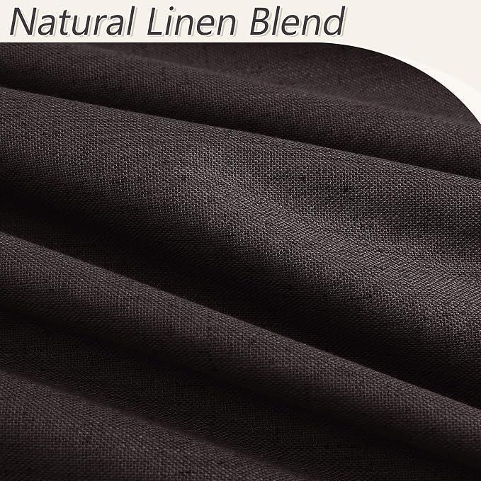 Guken 100% Blackout Curtains 102 Inch Length 2 Panels Set for Living Room Bedroom Back Tab Thermal Insulated Black Out Linen Drapes Room Darkening Cocoa Coffee,52x102