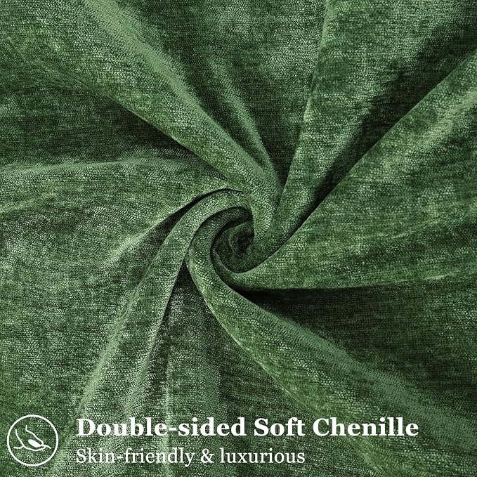 decorUhome Chenille Moss Green Velvet Throw Pillow Covers 16x16 Set of 2 | Fall Soft Couch Decorative Modern Farmhouse Pillow Cases with Elegant Design for Sofa Bed Living Room Home Decor