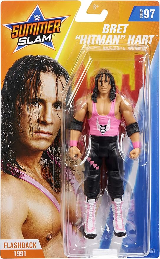 Mattel WWE SummerSlam Bret 'Hitman' Hart Action Figure in 6-inch Scale with Articulation & Ring Gear