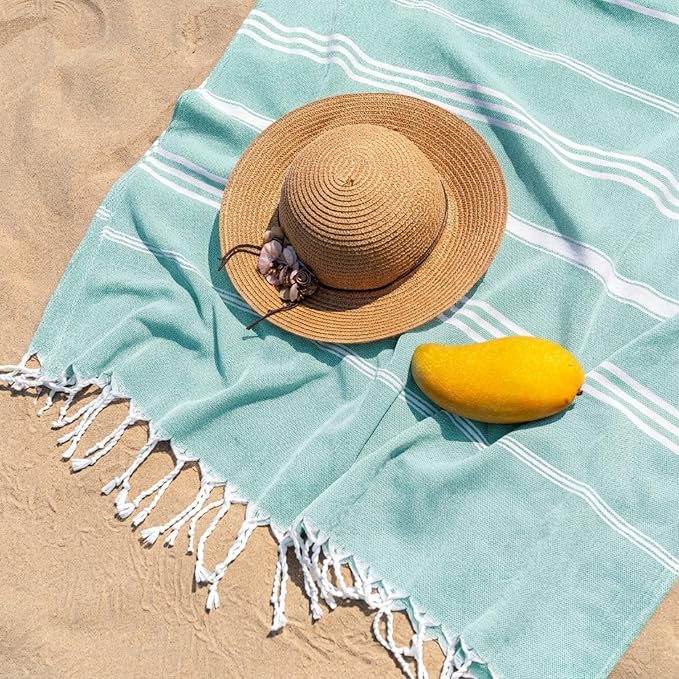 Aegero 2 Packs Turkish Beach Towel, 36"x71" Quick Dry Sand Free Oversized Bath Pool Swim Towel, Lightweight Travel Turkish Towels Vacation Essentials