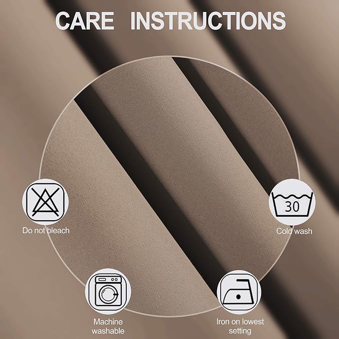 LEMOMO Cappuccino Blackout Curtains 66 x 63 Inch Length/Set of 2 Curtain Panels/Thermal Insulated Room Darkening Blackout Curtains for Bedroom
