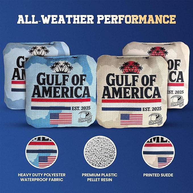 Cornhole365 - Stick & Slide - Professional Corn Hole Bag - Heavy-Duty Double-Stitched Polyester Fabric & Resin Filling for All-Weather - Versatile Regulation Size Cornhole Bean Bags - Set of 8