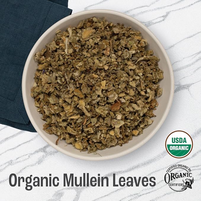 J Mac Botanicals Organic Mullein Leaves (4 oz) Certified USDA Organic Loose Leaf Herbal Tea
