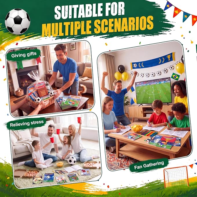 Liliful 144 Pack Mini Soccer Coloring Books Bulk, 5x7 Inch Soccer Party Favors, 24 Football Sport Designs Thick Paper Coloring Book for Kids & Adults, Sports Birthday Classroom Rewards