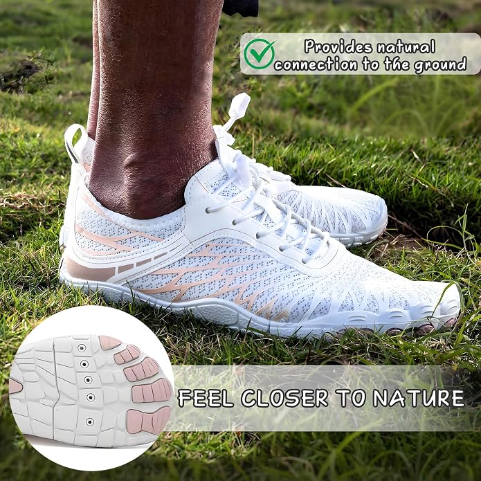 Barefoot Shoes for Women & Men, Grounded Walking Hiking Barefoot Shoes, Wide Toe Box Non-Slip Water Athletic Footwear, Comfortable Vitality Barefoot Footwear, Trail Running Sneakers Unisex