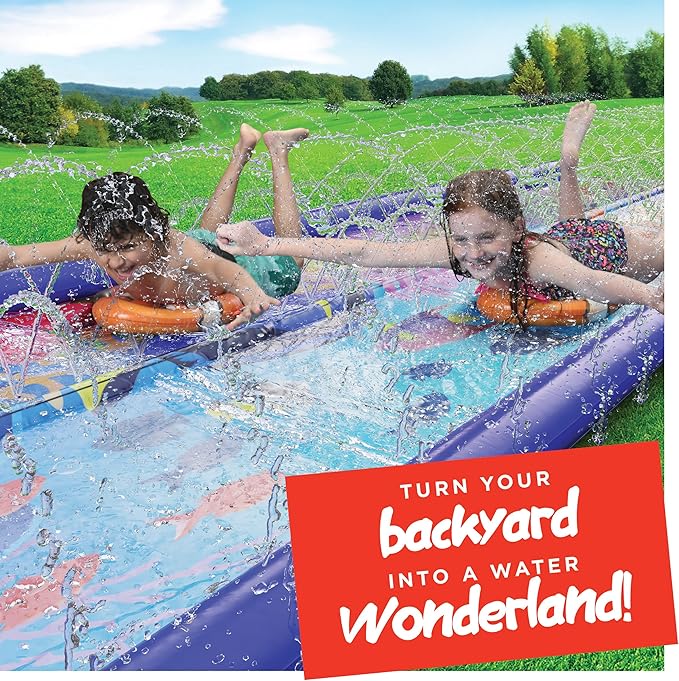Undersea Water Dual Slip and Slide - 18 Feet X 5 Feet Slip and Slide with Splash Pad and Sprinkler, Water Slide with Inflatable Body Boards - Kids Water Fun