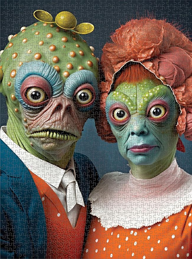 1000 Piece Jigsaw Puzzle for Adults - Cross & Glory - Meet The Aliens Series| Collectible Sci-Fi Illustration (Vaxion and Lirien - Multicolored)