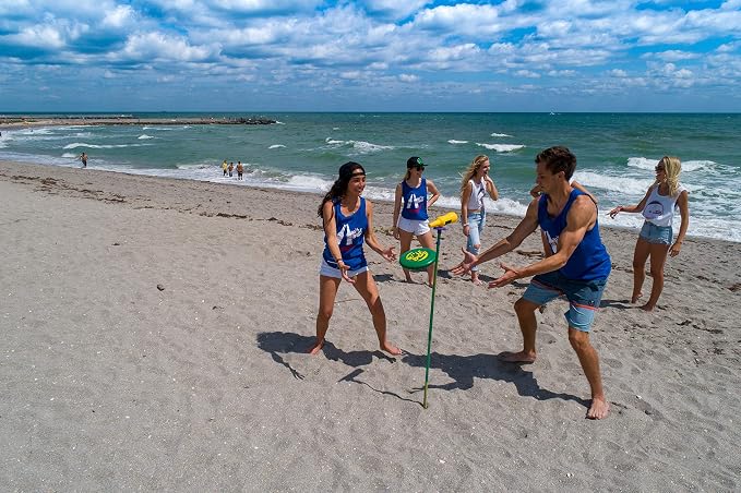 Bottle Bash Outdoor Flying Disc Game Set – Frisbee Toss Backyard and Beach Game for Family, Adult & Kids - Beersbee & Polish Horseshoes