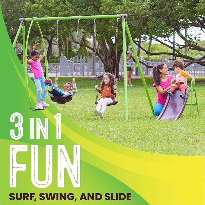 Swurfer PAW Patrol Swing Sets for Backyard, Swingset Outdoor for Kids