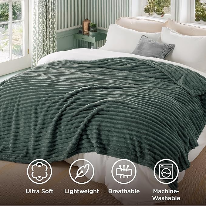 Bedsure GentleSoft Mallard Green Fleece Blanket for Couch - Cozy Soft Blankets for Women, Cute Small Throws for Girls, 90x90 Inches