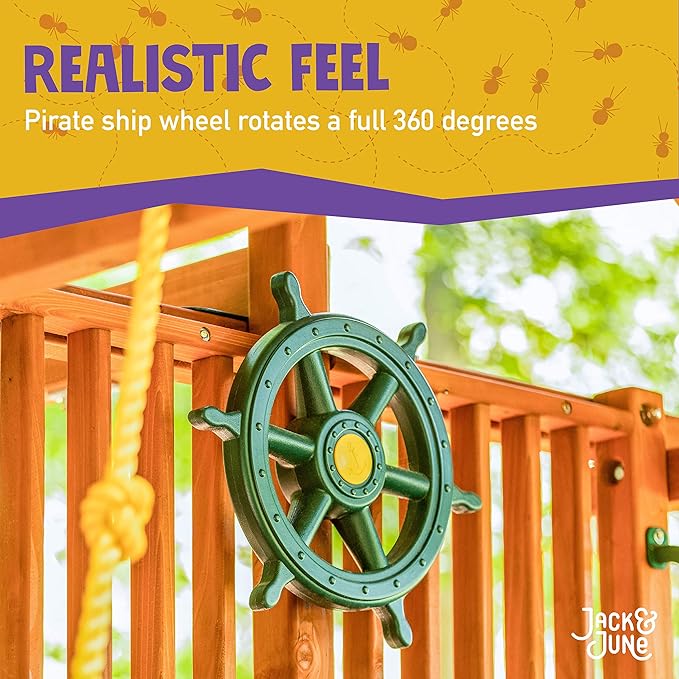 Jack and June Yellow and Green Captain Ship Wheel Swing Set Accessory for Any Playset