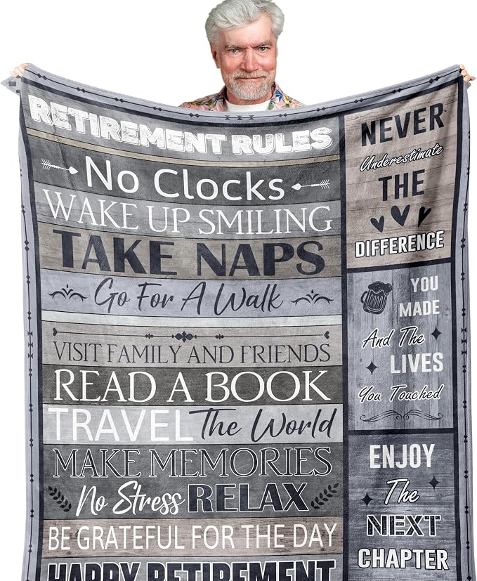 Retirement Gifts for Men/Women, Best Retired Gifts Ideas, Funny Retire Gifts for Male/Female, Happy Mens Retirement Gifts for Coworker/Retirees, Gifts for Retirement Blanket 80X60in