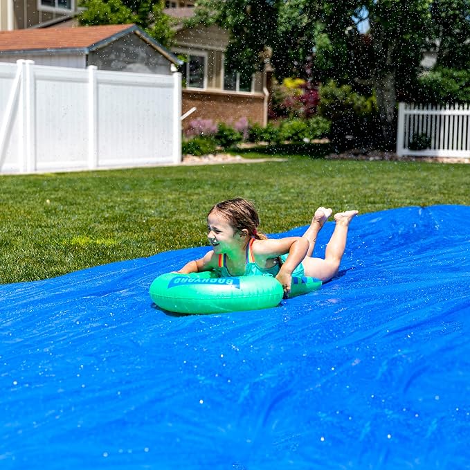 Backyard Blast - 75' X 12' Heavy Duty Waterslide - Includes 2 Riders, Sprinkler, Carrying Bag - Extra Thick to Prevent Tears & Rips - Easy to Assemble