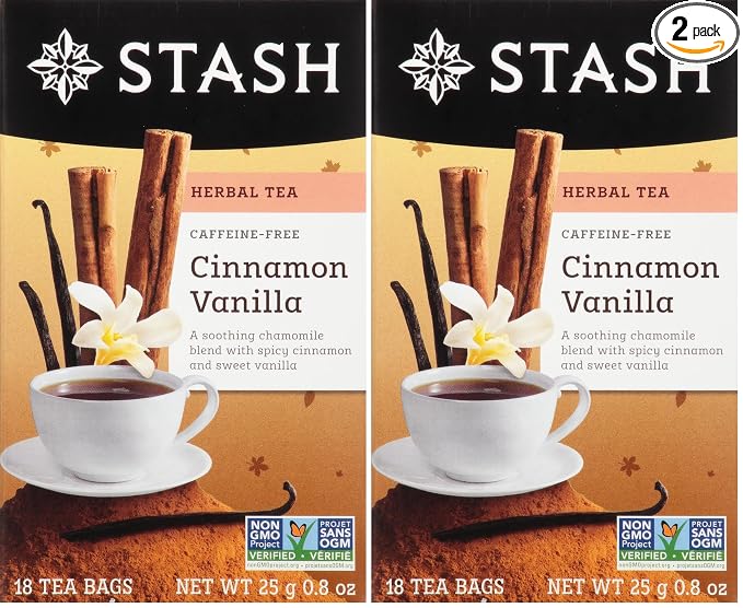 Stash Tea Premium Caffeine Free Herbal Tea, Cinnamon Vanilla, 18 Count (Pack of 2)