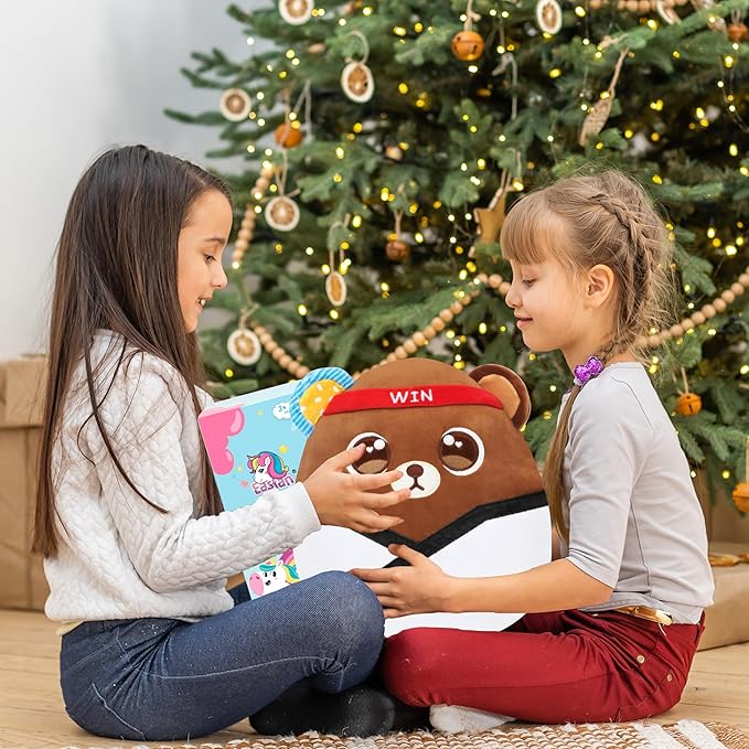 Easfan 12'' Taekwondo Bear Plush Pillow Soft Brown Plush Toy Cute Stuffed Animal Gifts for Boy Kids Toddlers