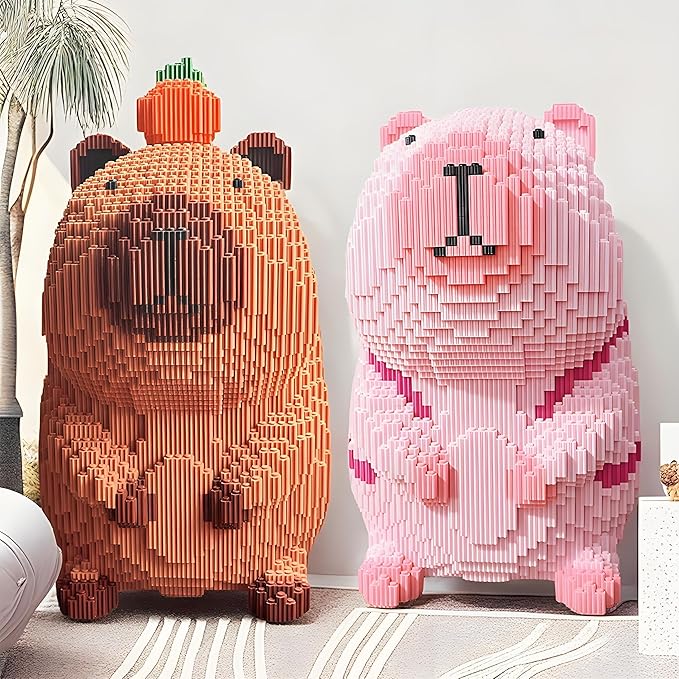 Pink Capybara Building Blocks, High Difficulty, Suitable for Adults