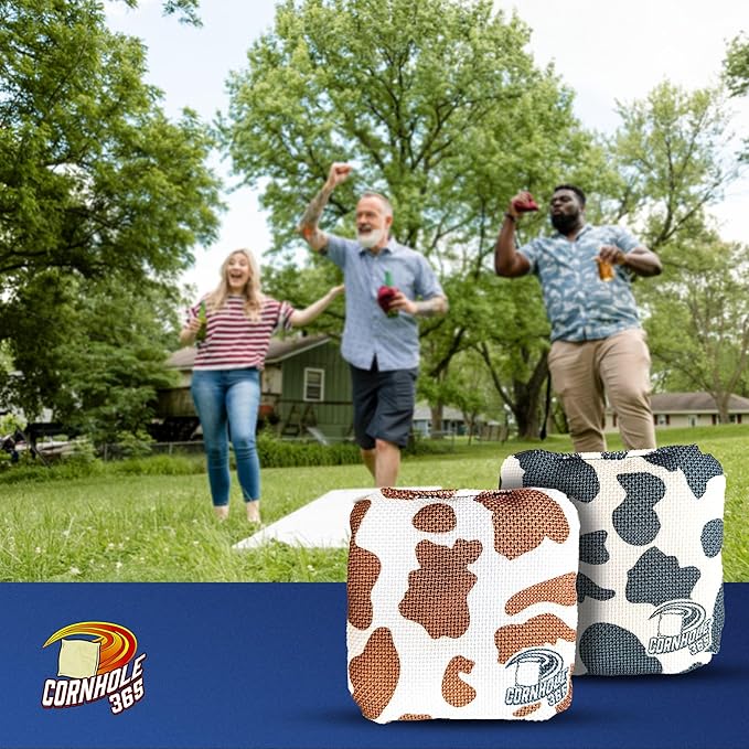 Cornhole365 - Stick & Slide - Professional Corn Hole Bag - Heavy-Duty Double-Stitched Polyester Fabric & Resin Filling for All-Weather - Versatile Regulation Size Cornhole Bean Bags - Set of 8