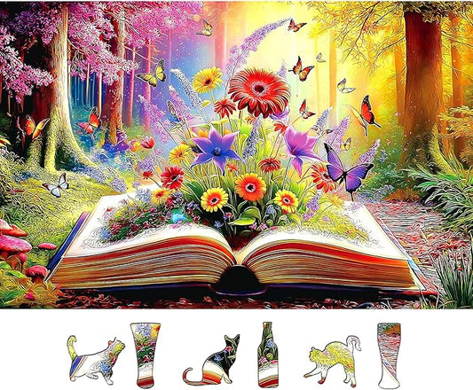 500 Pcs Jigsaw Puzzle for Adults | Unique Blossoming Book Art Design | Challenging Puzzle Gift for Art Lovers & Families 23x15 Inches