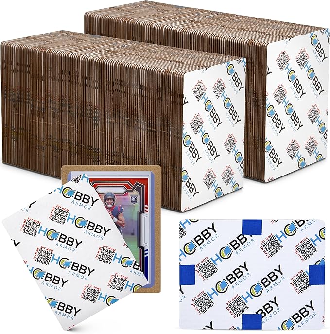 200 Pack Trading Card Shipping Protector by Hobby Armor, 3.5" x 4.5" with Rounded Corners, Vibrant Multi-Color Card Protector to Guard Cards From Dings, Premium Lightweight Cardboard Shipping Supplies