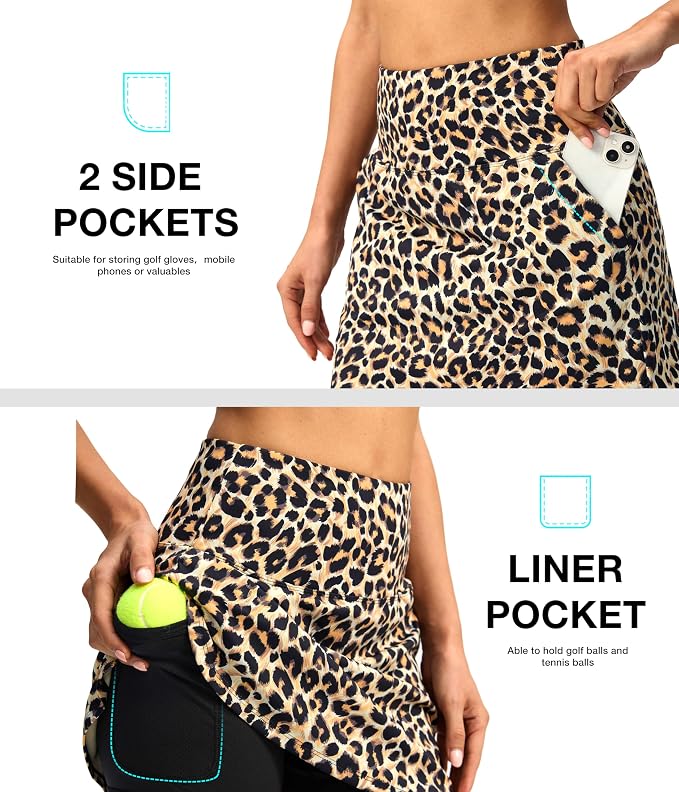 16'' Skorts for Women with 4 Pockets Athletic Tennis Golf Skirt | Built-in Shorts, High Waisted, Stretchy, A Line, Casual, Pickleball, Skort