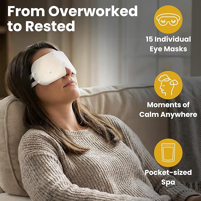 Eye Serenity Steam Eye Mask, Heated Eye Mask, Self Heating Warm Compress for Dry Eyes, Fast Relief for Stye, Puffy Sensitive Eyes, Moist Heat, Mothers Day Gifts for Women and Men - Chamomile