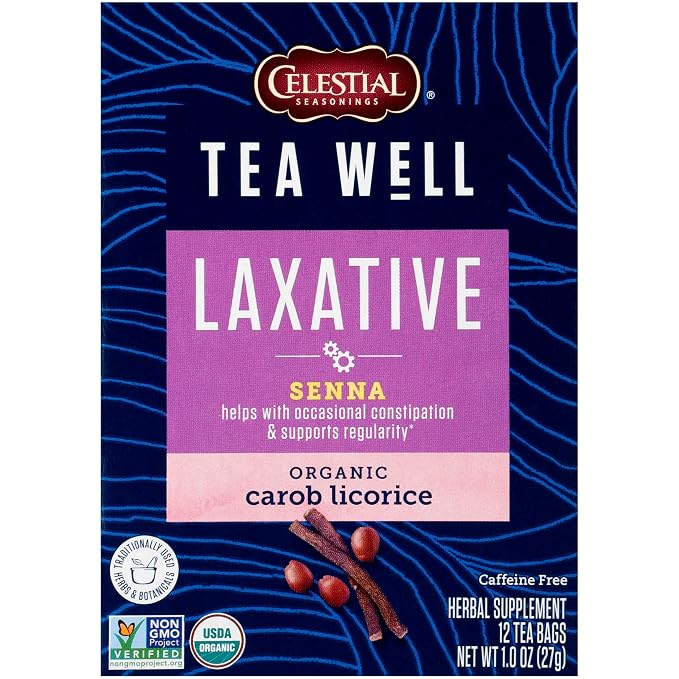 Celestial Seasonings TeaWell Herbal Tea, Laxative, Organic Carob Licorice, 12 Count