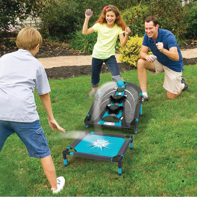 EastPoint Spring Fling Bounce Game - Single Target Set, Black/Blue - 20-Inch Trampoline for Backyard Games - Scoring Target for Outdoor Play for Adults & Family - Compact Organizer for Camping Set