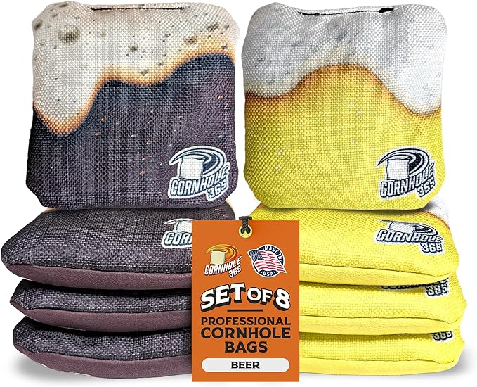 Cornhole365 - Stick & Slide - Professional Corn Hole Bag - Heavy-Duty Double-Stitched Polyester Fabric & Resin Filling for All-Weather - Versatile Regulation Size Cornhole Bean Bags - Set of 8