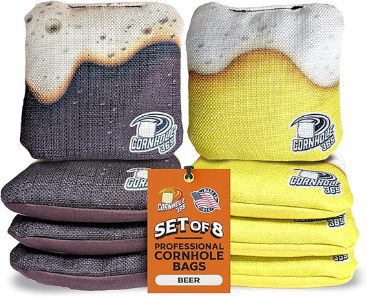 Cornhole365 - Stick & Slide - Professional Corn Hole Bag - Heavy-Duty Double-Stitched Polyester Fabric & Resin Filling for All-Weather - Versatile Regulation Size Cornhole Bean Bags - Set of 8