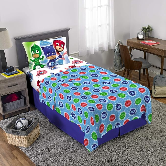 Franco Kids Bedding Super Soft Microfiber Sheet Set, (3 Piece) Twin Size, PJ Masks, MA7908