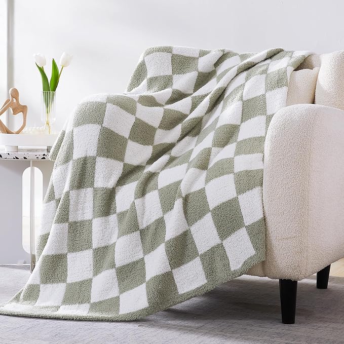 Soft Queen Blanket for Bed-Cozy Warm Reversible Knitted Blankets | Lightweight Fluffy Decor for Women, Mom, Her & Girls, Sofa, Chair, Couch, 90x90in, Sage Green