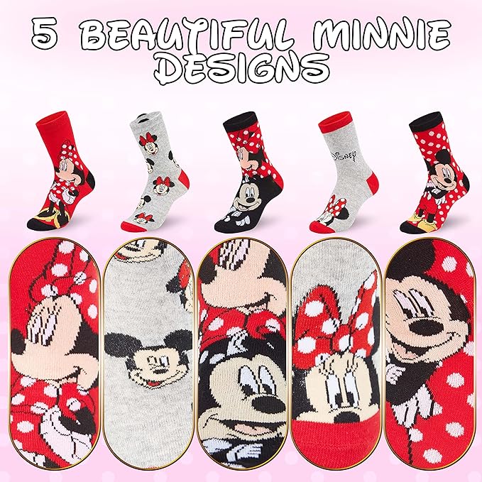 Disney Stitch Socks Gifts for Women Teens, US Size 4-9, Baby Yoda Pack of 5 Fuzzy Casual Crew Socks for Home Sleep Winter